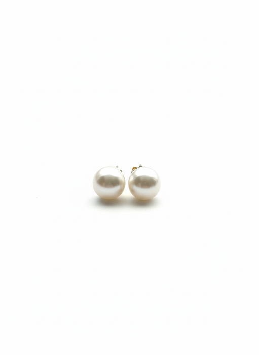 AAAA 10-11 mm White South Sea Pearl Stud Earrings – 14k Yellow Gold