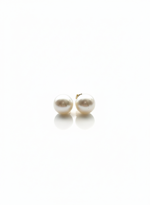 AAAA 11-12 mm White South Sea Pearl Stud Earrings – 14k Yellow Gold