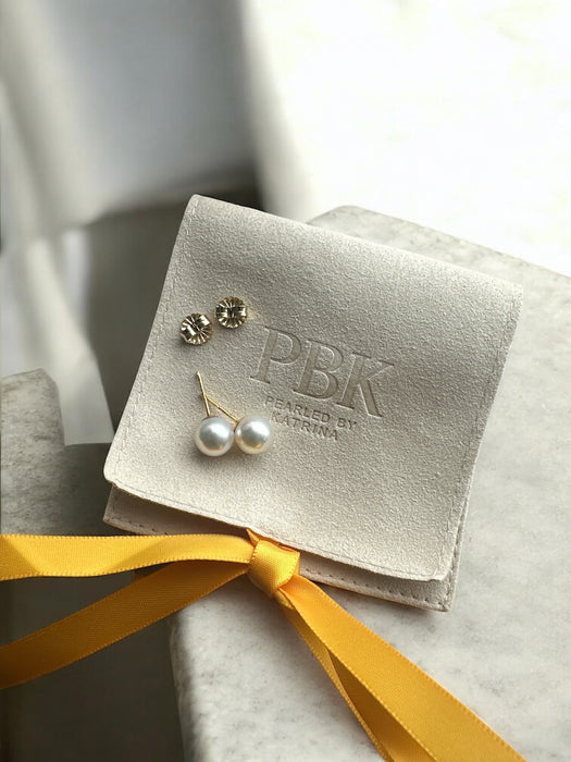 AAAA 9-10 mm White South Sea Pearl Stud Earrings – 14k Yellow Gold